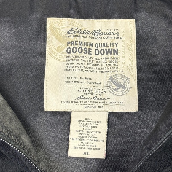 Eddie Bauer Puffer Down Vest Womens XL Black Insulated Lined Full Zip Pockets - Picture 2 of 9